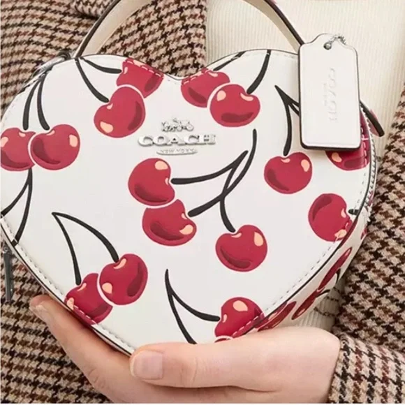 Coach NWT heart Crossbody bag with cherry print - Picture 1 of 11